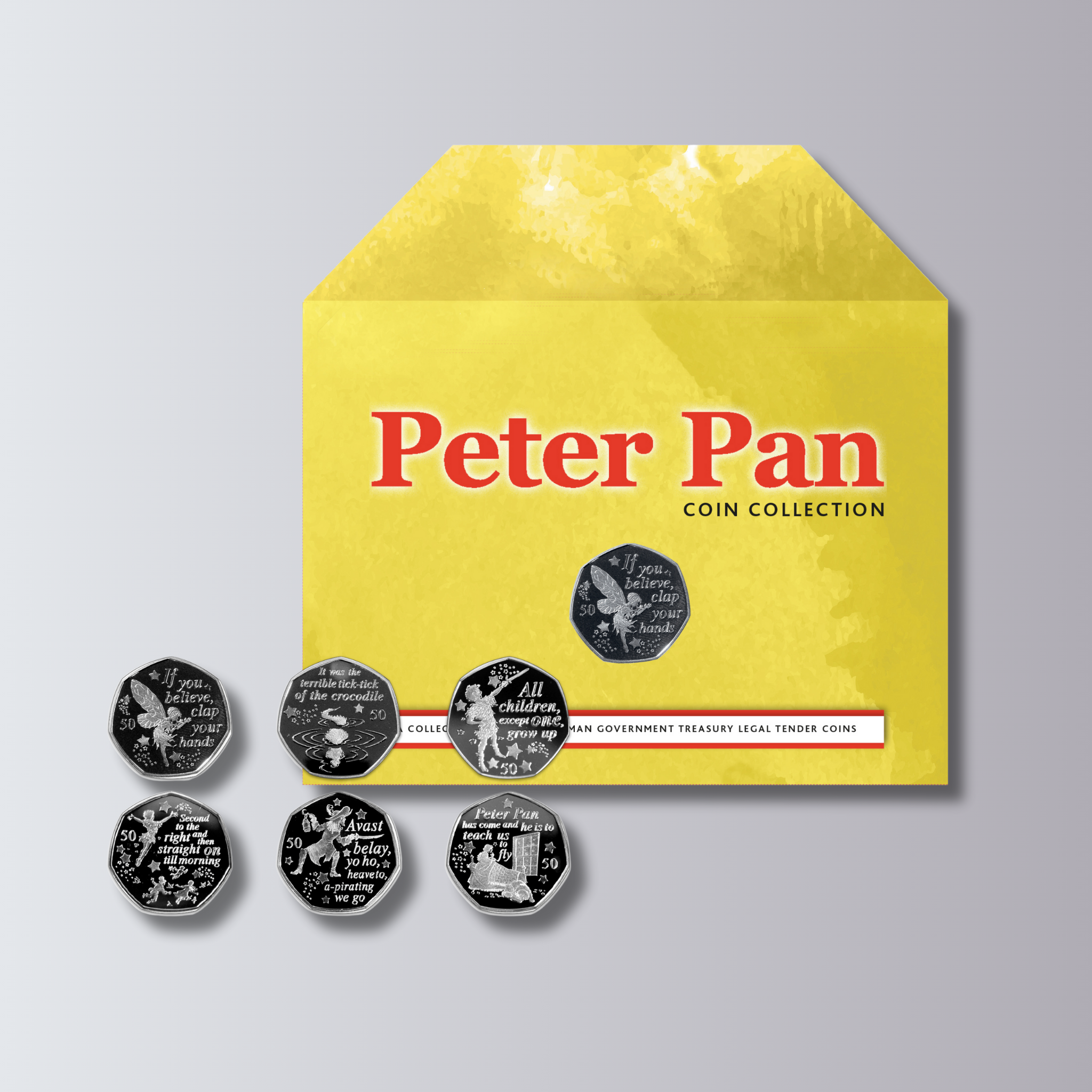 2019 Circulating Quality Peter Pan Part One Six 50 Pence Coin Collection