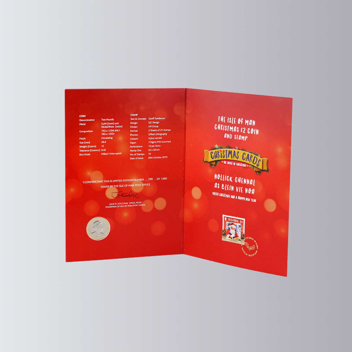 Isle of Man 2019 Santa £2 Coin Card