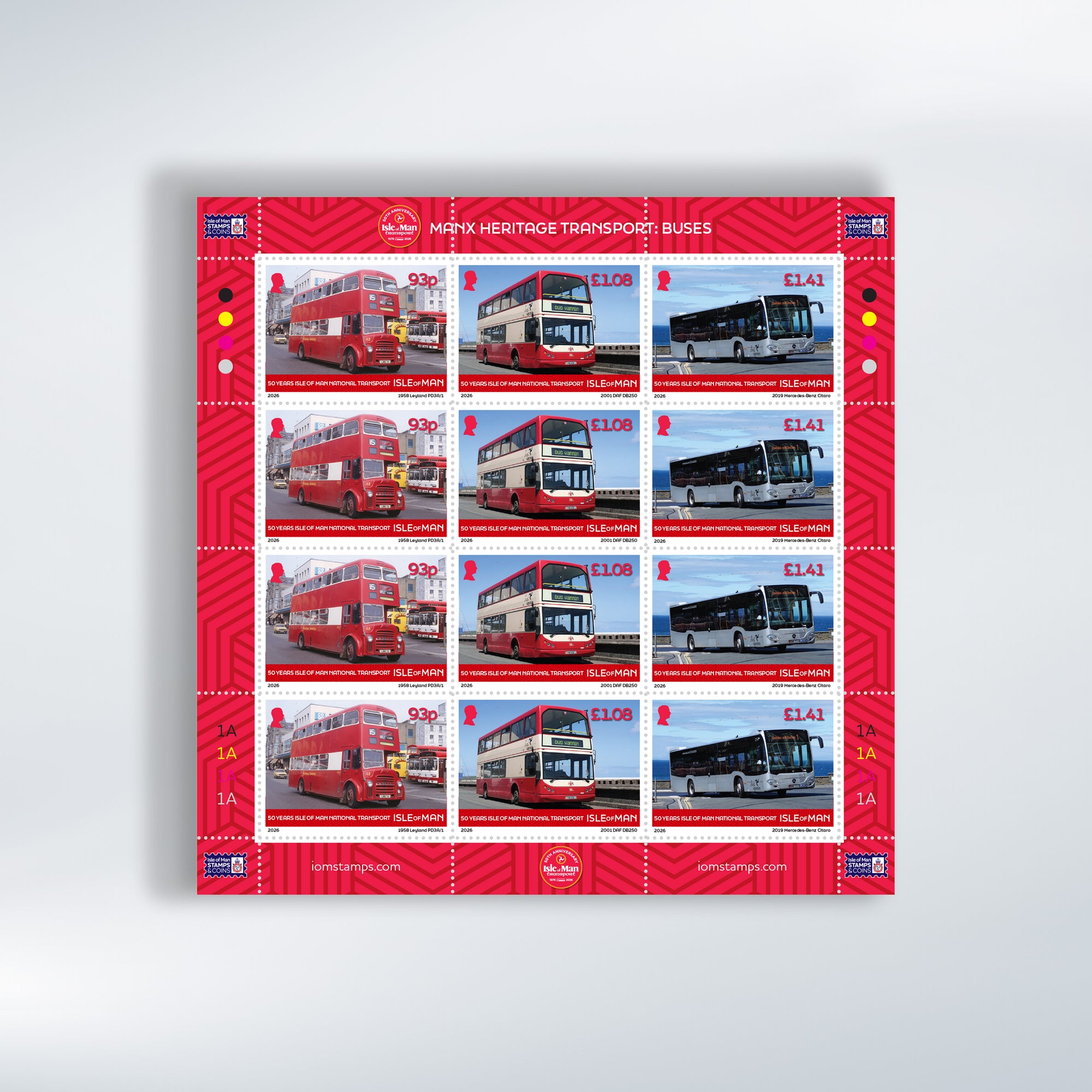 Manx Heritage Transport Buses Stamp Sheet