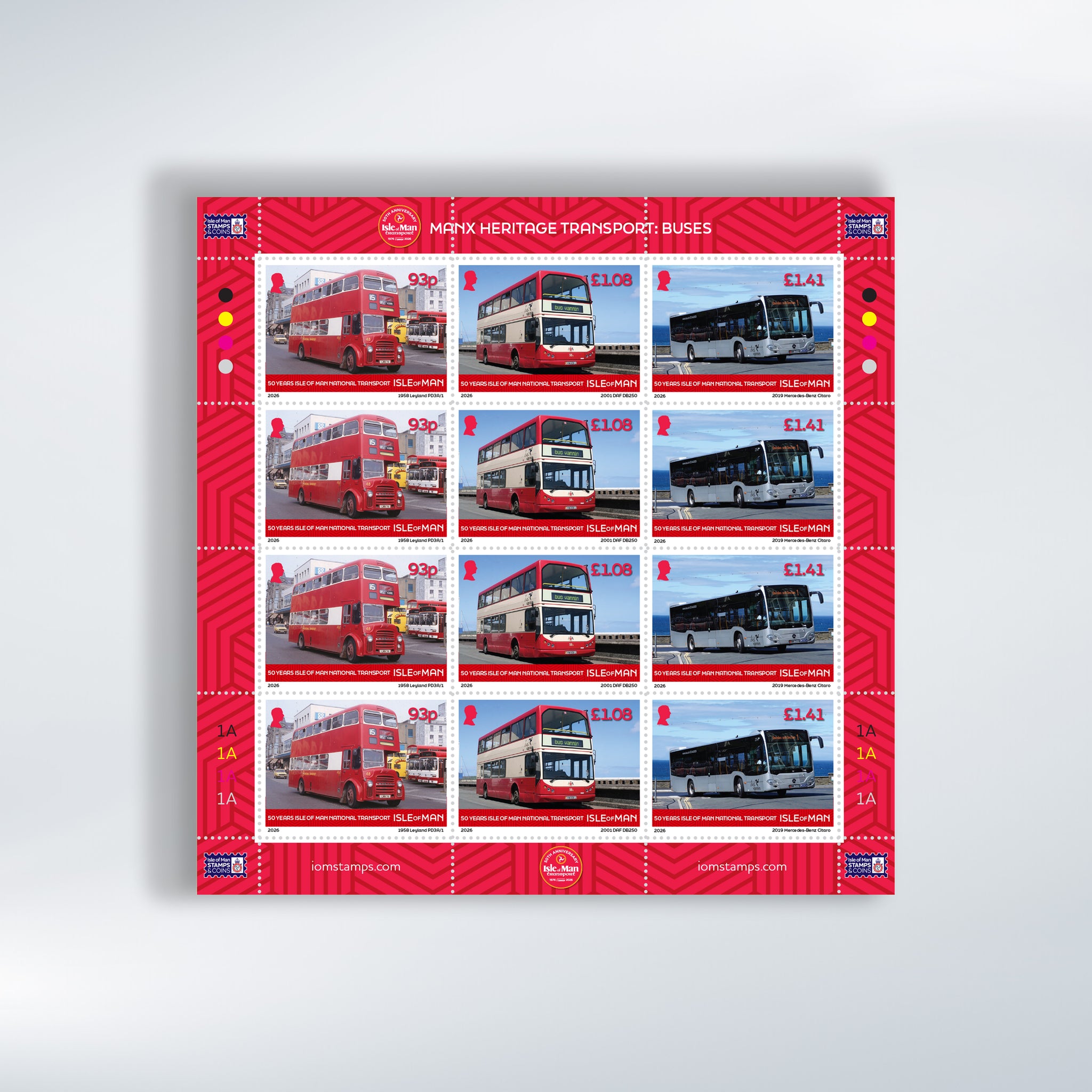 Manx Heritage Transport Buses Stamp Sheet